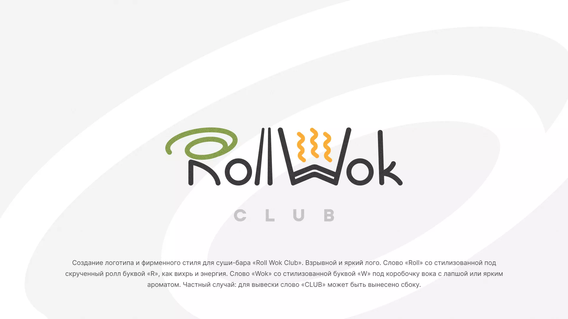 Разработка логотипа и фирменного стиля суши-бара «Roll Wok Club» в Чухломе