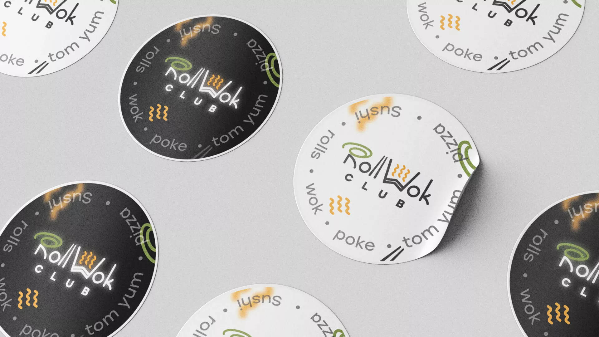 Разработка наклеек для суши-бара «Roll Wok Club» в Чухломе
